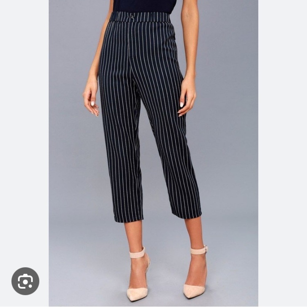 Lauren by Ralph Lauren Navy Striped Cropped Pants Sz 10